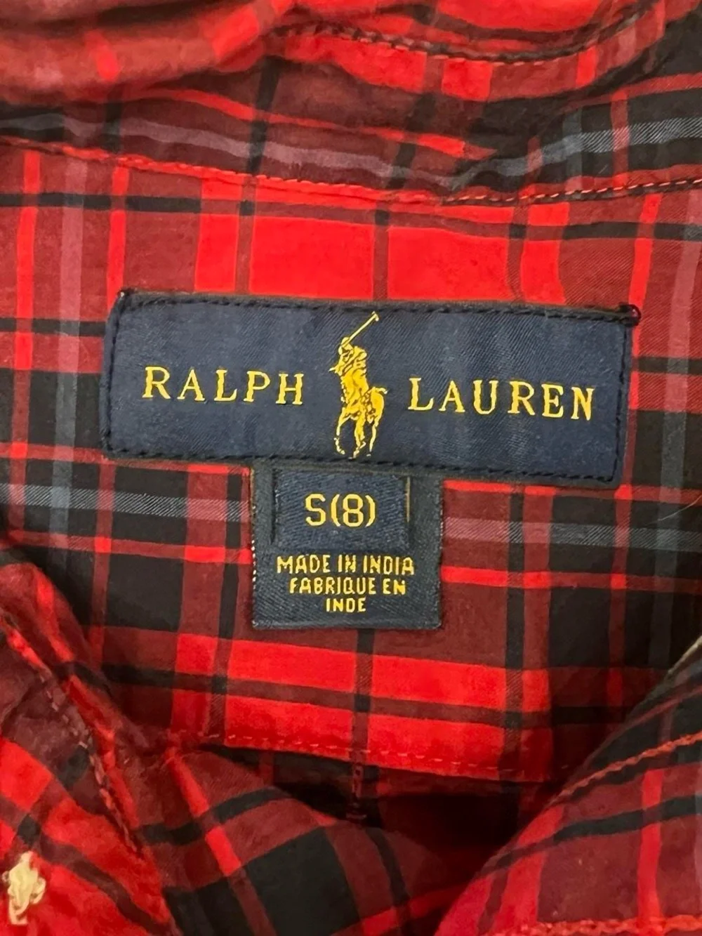Ralph Lauren Boys Small 8 Plaid Long Sleeve Button Up